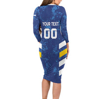 Custom El Salvador Football Long Sleeve Bodycon Dress La Selecta Go Champions