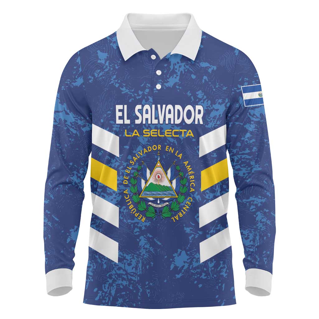 Custom El Salvador Football Long Sleeve Polo Shirt La Selecta Go Champions