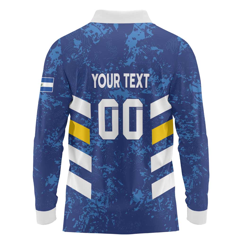 Custom El Salvador Football Long Sleeve Polo Shirt La Selecta Go Champions