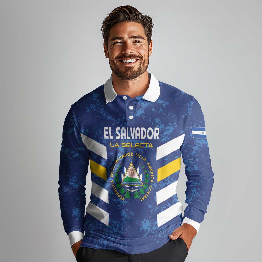 Custom El Salvador Football Long Sleeve Polo Shirt La Selecta Go Champions