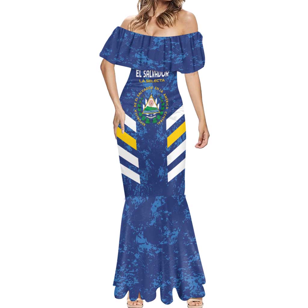Custom El Salvador Football Mermaid Dress La Selecta Go Champions