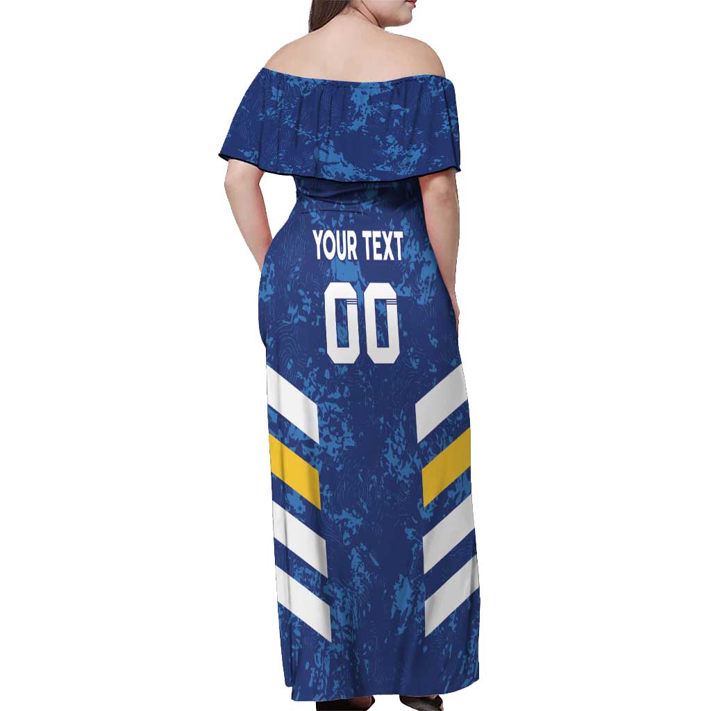 Custom El Salvador Football Off Shoulder Maxi Dress La Selecta Go Champions
