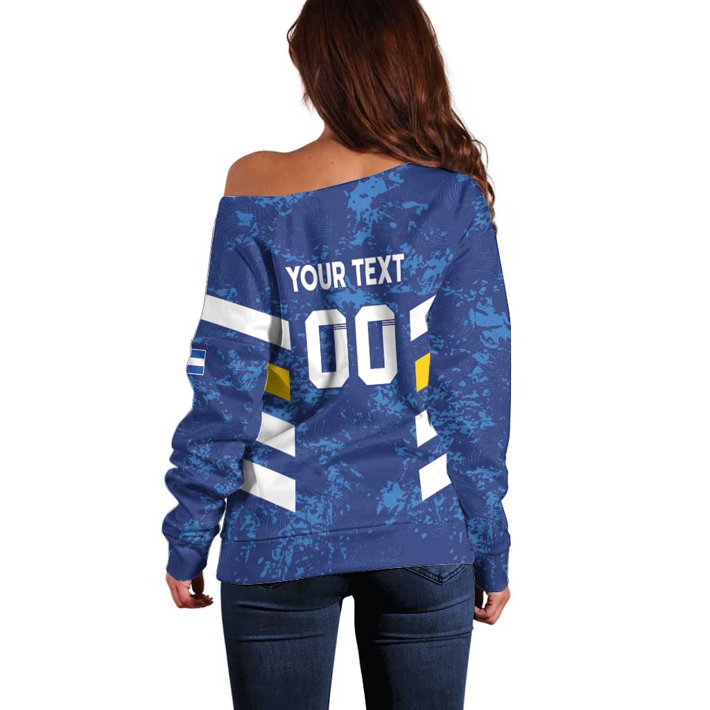 Custom El Salvador Football Off Shoulder Sweater La Selecta Go Champions