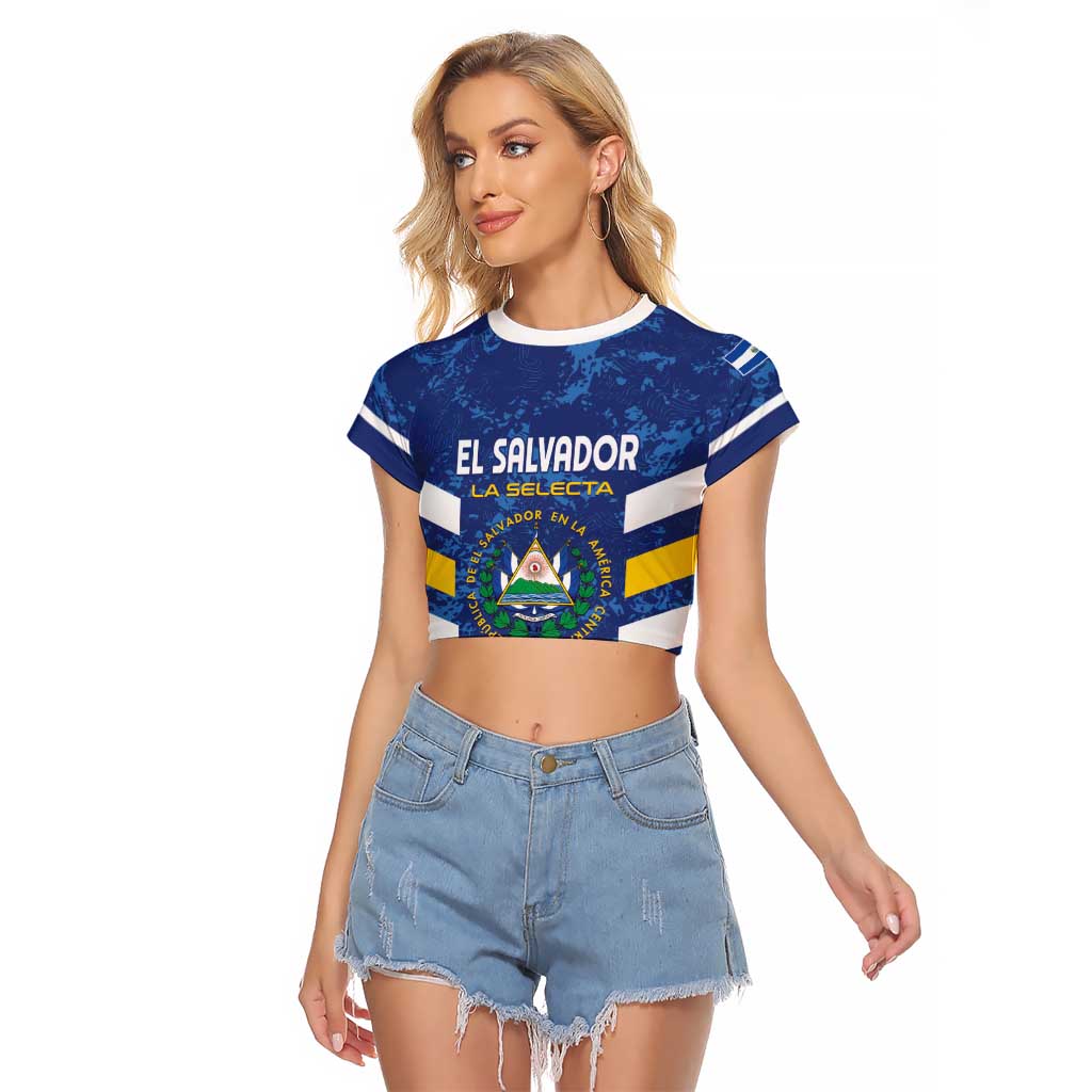 Custom El Salvador Football Raglan Cropped T Shirt La Selecta Go Champions