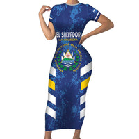 Custom El Salvador Football Short Sleeve Bodycon Dress La Selecta Go Champions