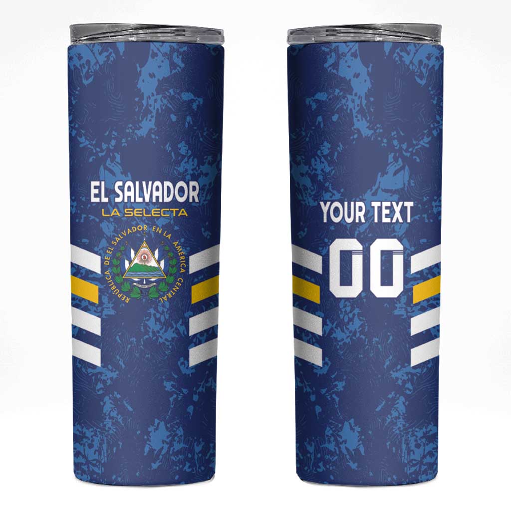 Custom El Salvador Football Skinny Tumbler La Selecta Go Champions