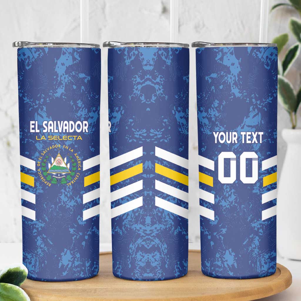 Custom El Salvador Football Skinny Tumbler La Selecta Go Champions