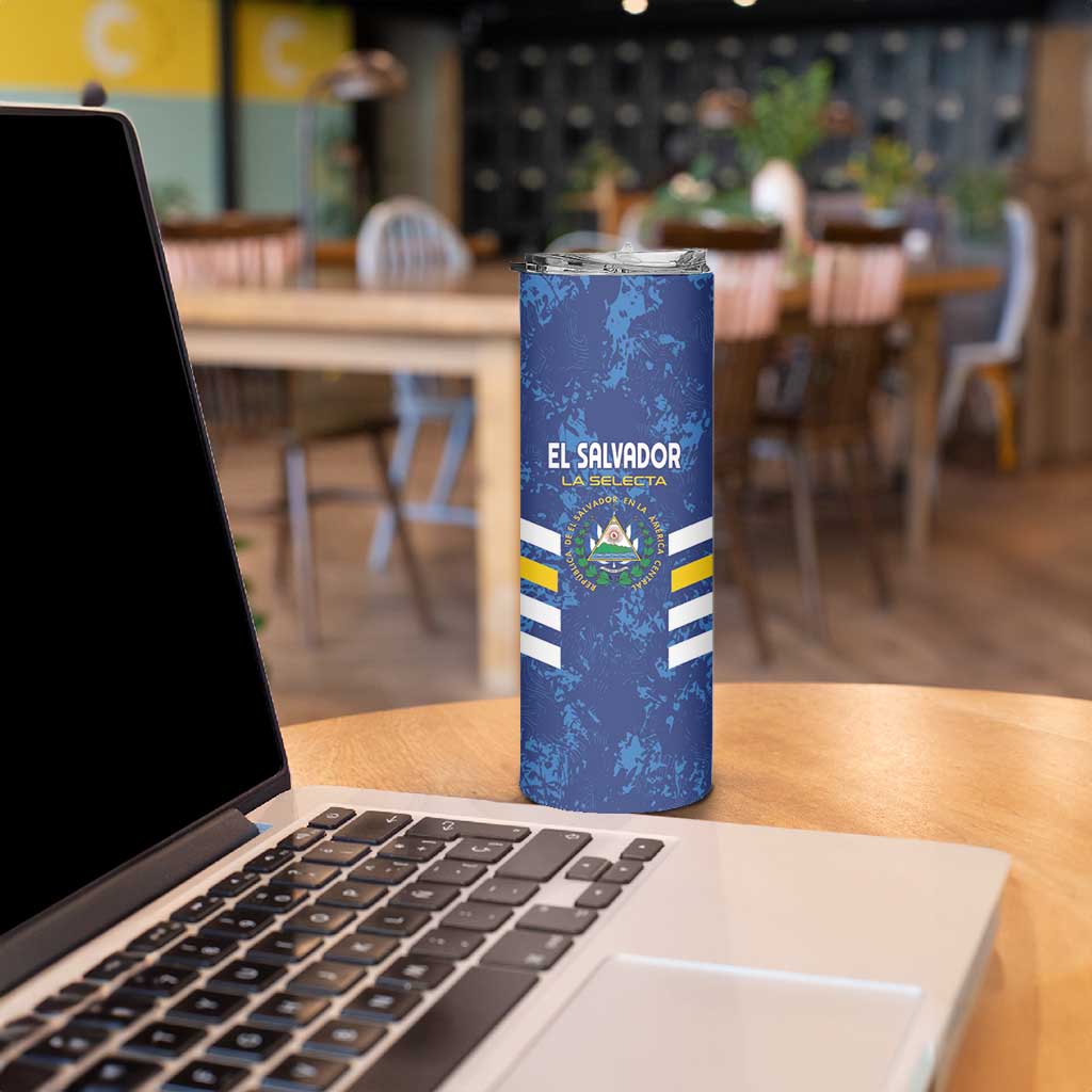 Custom El Salvador Football Skinny Tumbler La Selecta Go Champions