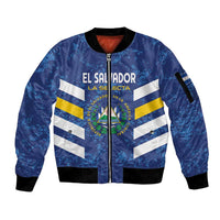 Custom El Salvador Football Sleeve Zip Bomber Jacket La Selecta Go Champions