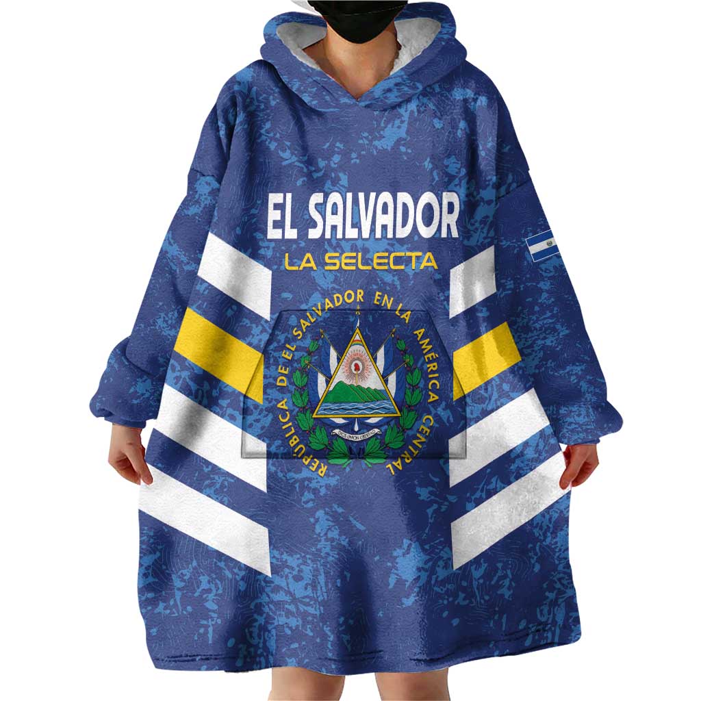 Custom El Salvador Football Wearable Blanket Hoodie La Selecta Go Champions