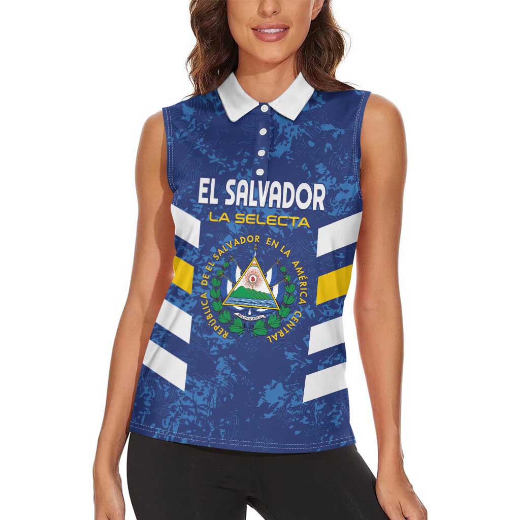 Custom El Salvador Football Women Sleeveless Polo Shirt La Selecta Go Champions