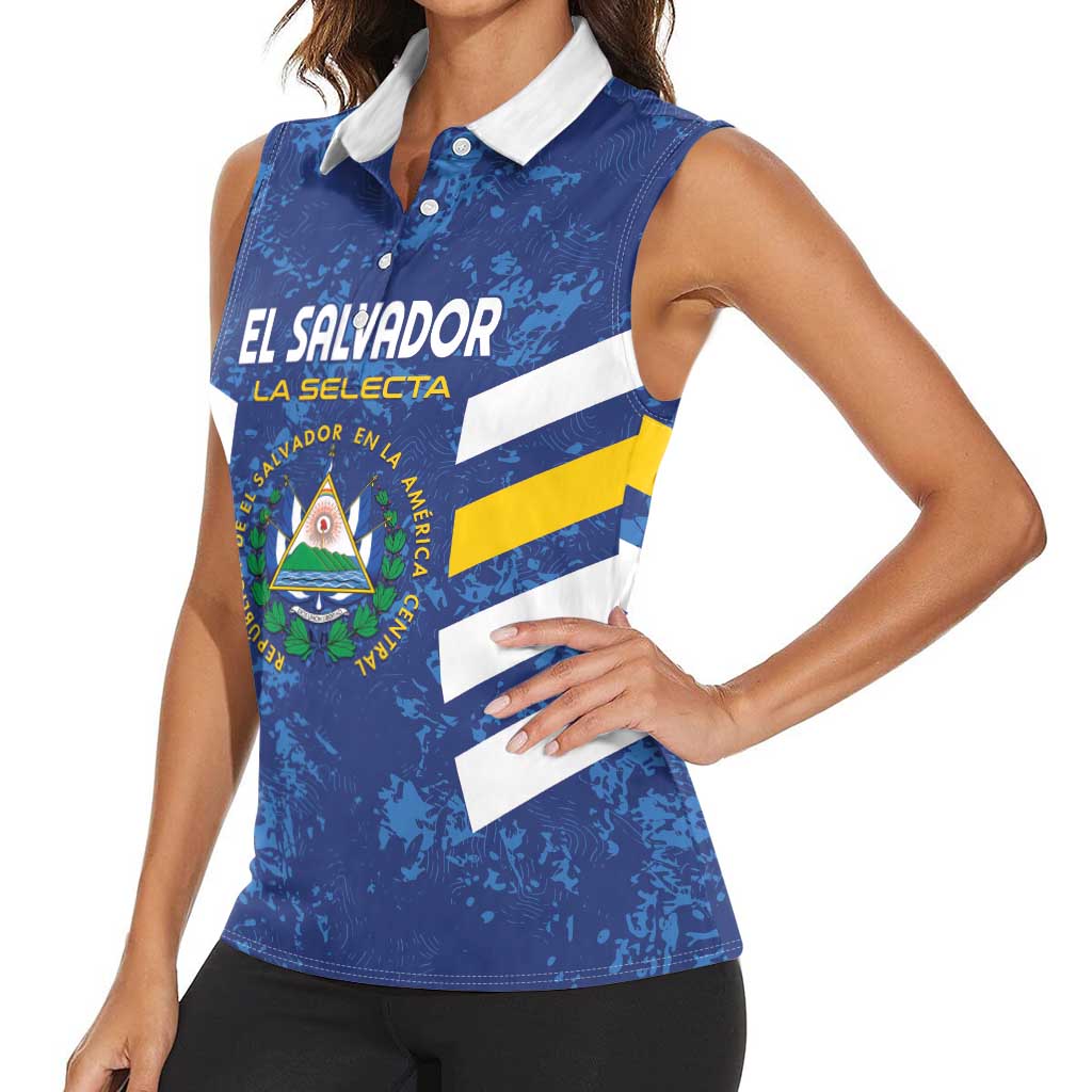Custom El Salvador Football Women Sleeveless Polo Shirt La Selecta Go Champions