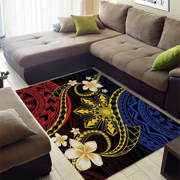 Philippines Spirit Tribal Sun Plumeria Area Rug Red And Blue Polynesian ...