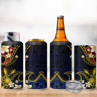 Philippines Spirit Tribal Sun Plumeria 4 in 1 Can Cooler Tumbler Red And Blue Polynesian Pattern