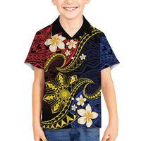 Philippines Spirit Tribal Sun Plumeria Family Matching Off Shoulder Maxi Dress and Hawaiian Shirt Red And Blue Polynesian Pattern