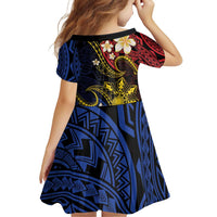Philippines Spirit Tribal Sun Plumeria Family Matching Off Shoulder Short Dress and Hawaiian Shirt Red And Blue Polynesian Pattern