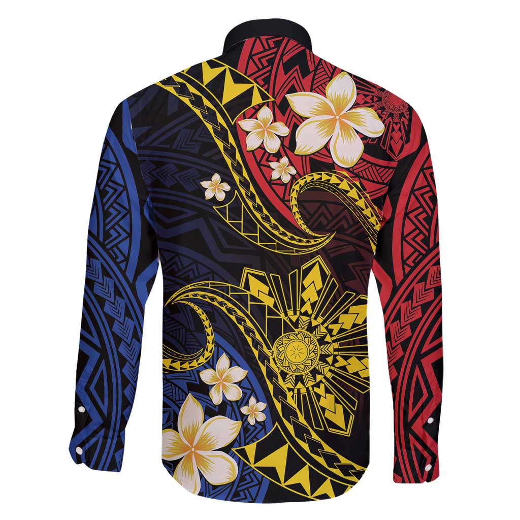 Philippines Spirit Tribal Sun Plumeria Family Matching Off Shoulder Short Dress and Hawaiian Shirt Red And Blue Polynesian Pattern