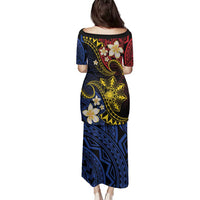 Philippines Spirit Tribal Sun Plumeria Family Matching Puletasi and Hawaiian Shirt Red And Blue Polynesian Pattern