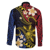 Philippines Spirit Tribal Sun Plumeria Family Matching Tank Maxi Dress and Hawaiian Shirt Red And Blue Polynesian Pattern