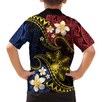 Philippines Spirit Tribal Sun Plumeria Kid Hawaiian Shirt Red And Blue Polynesian Pattern