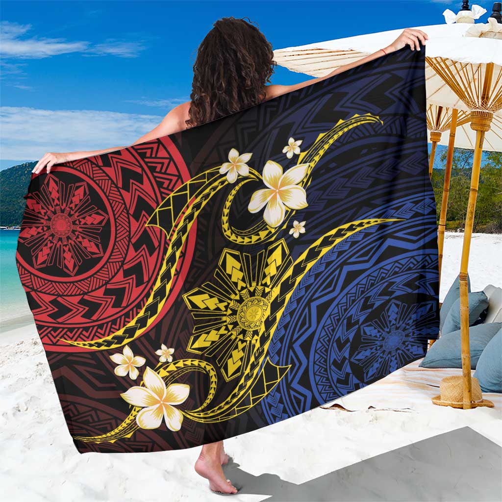 Philippines Spirit Tribal Sun Plumeria Sarong Red And Blue Polynesian Pattern