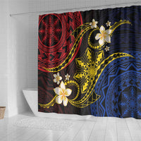 Philippines Spirit Tribal Sun Plumeria Shower Curtain Red And Blue Polynesian Pattern