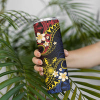 Philippines Spirit Tribal Sun Plumeria Skinny Tumbler Red And Blue Polynesian Pattern