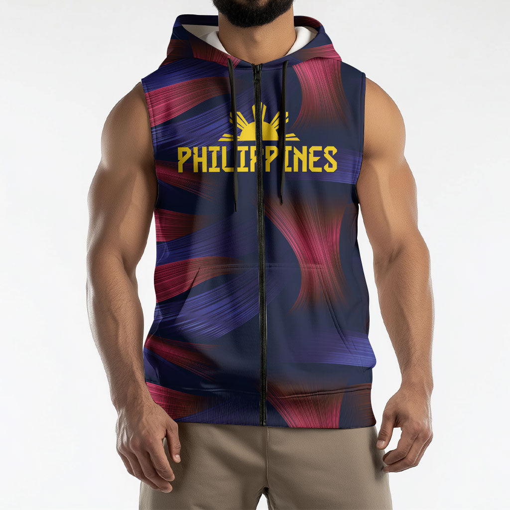 Custom Philippines 2026 Football Sleeveless Zip Hoodie Laban Pilipinas