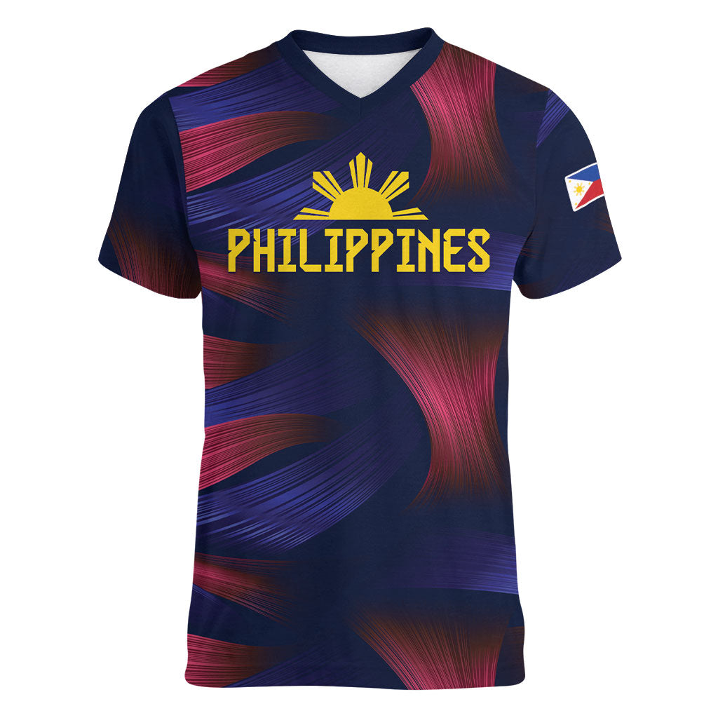 Custom Philippines 2026 Football Women V-Neck T-Shirt Laban Pilipinas