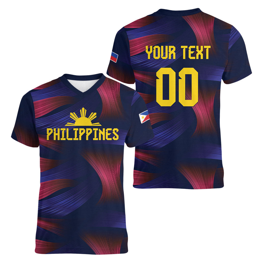 Custom Philippines 2026 Football Women V-Neck T-Shirt Laban Pilipinas