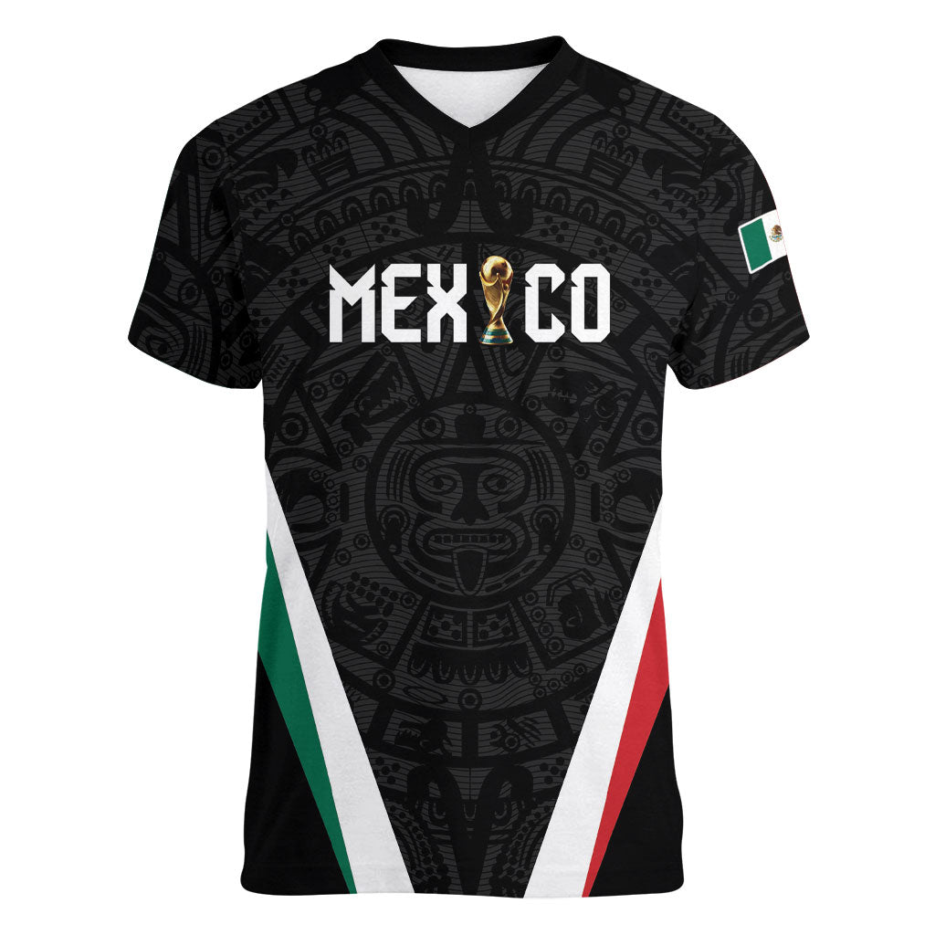 Custom Mexico 2026 World Football Women V-Neck T-Shirt Somos Mexico Champions