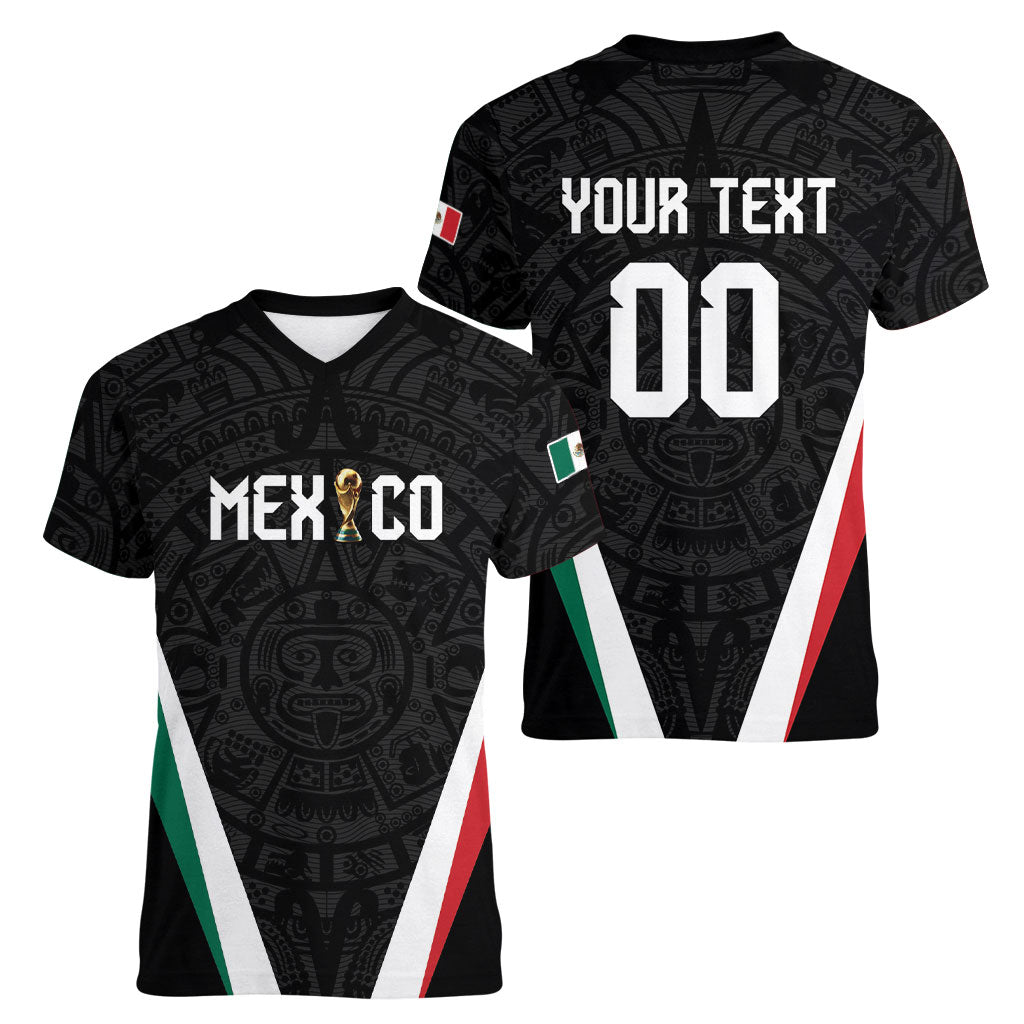 Custom Mexico 2026 World Football Women V-Neck T-Shirt Somos Mexico Champions