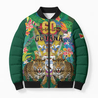 Personalized Guyana 60th Independence Day Bomber Puffer Jacket Diamond Jubilee