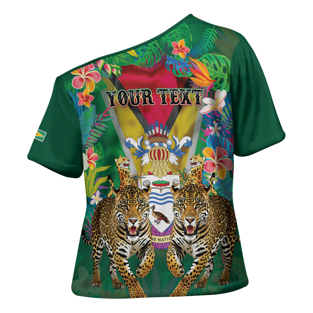 Personalized Guyana 60th Independence Day Cross Shoulder Shirt Diamond Jubilee