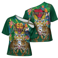 Personalized Guyana 60th Independence Day Cross Shoulder Shirt Diamond Jubilee