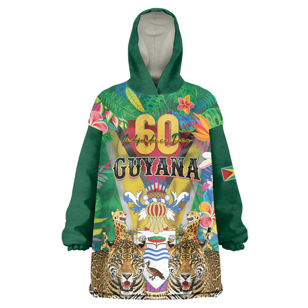 Personalized Guyana 60th Independence Day Kid Wearable Blanket Hoodie Diamond Jubilee