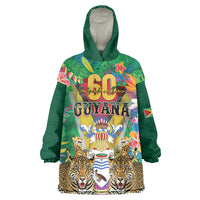 Personalized Guyana 60th Independence Day Kid Wearable Blanket Hoodie Diamond Jubilee