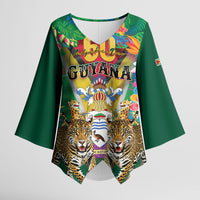 Personalized Guyana 60th Independence Day Kimono Sleeve Blouse Diamond Jubilee