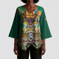 Personalized Guyana 60th Independence Day Kimono Sleeve Blouse Diamond Jubilee