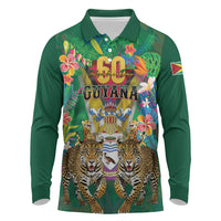 Personalized Guyana 60th Independence Day Long Sleeve Polo Shirt Diamond Jubilee