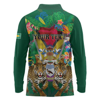 Personalized Guyana 60th Independence Day Long Sleeve Polo Shirt Diamond Jubilee