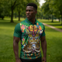 Personalized Guyana 60th Independence Day Zipper Polo Shirt Diamond Jubilee