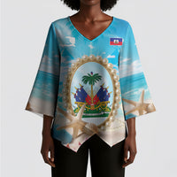 Personalized Haiti The Pearl Of Antilles Kimono Sleeve Blouse Summer Aesthetic Vibe