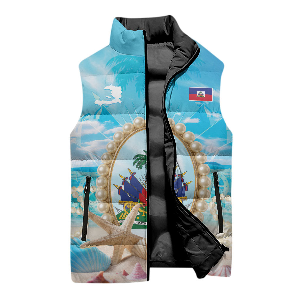 Personalized Haiti The Pearl Of Antilles Sleeveless Puffer Jacket Summer Aesthetic Vibe