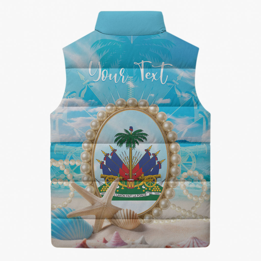 Personalized Haiti The Pearl Of Antilles Sleeveless Puffer Jacket Summer Aesthetic Vibe