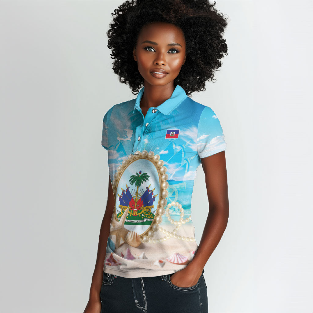 Personalized Haiti The Pearl Of Antilles Women Polo Shirt Summer Aesthetic Vibe