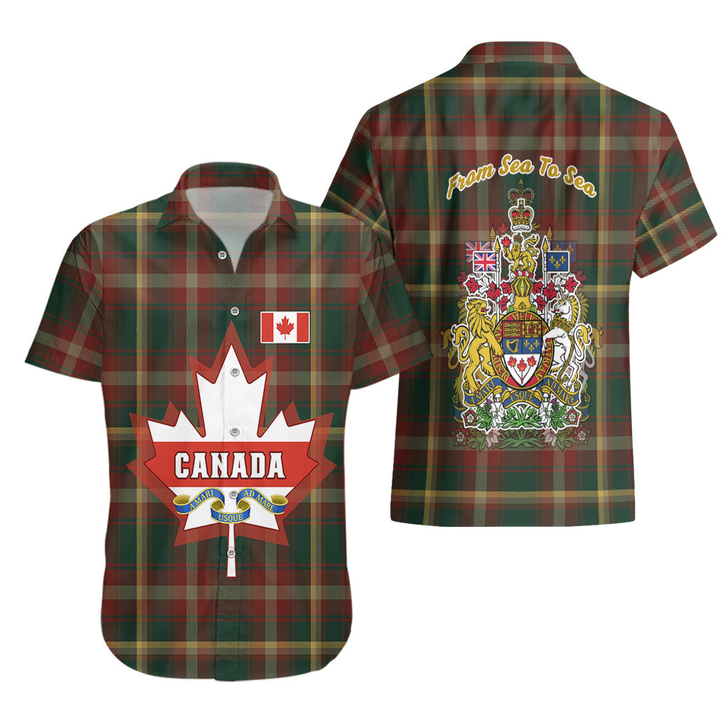 Canada Hawaiian Shirt Canadian Coat Of Arms Mix Maple Leaf Tartan - Wonder Print Shop