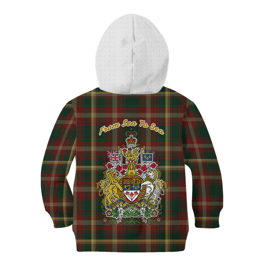 Canada Kid Hoodie Canadian Coat Of Arms Mix Maple Leaf Tartan - Wonder Print Shop