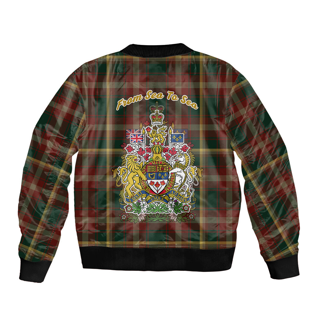Canada Sleeve Zip Bomber Jacket Canadian Coat Of Arms Mix Maple Leaf Tartan - Wonder Print Shop