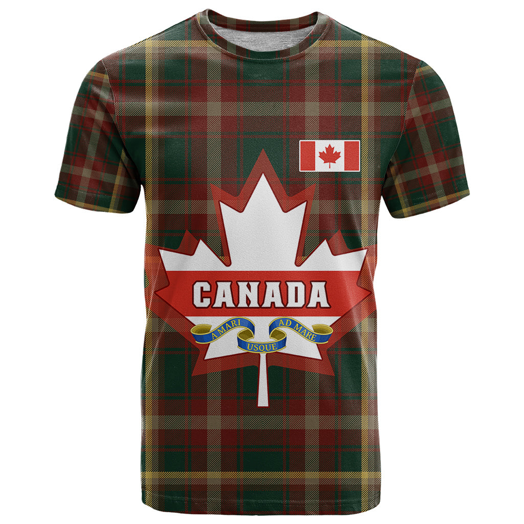 Canada T Shirt Canadian Coat Of Arms Mix Maple Leaf Tartan - Wonder Print Shop